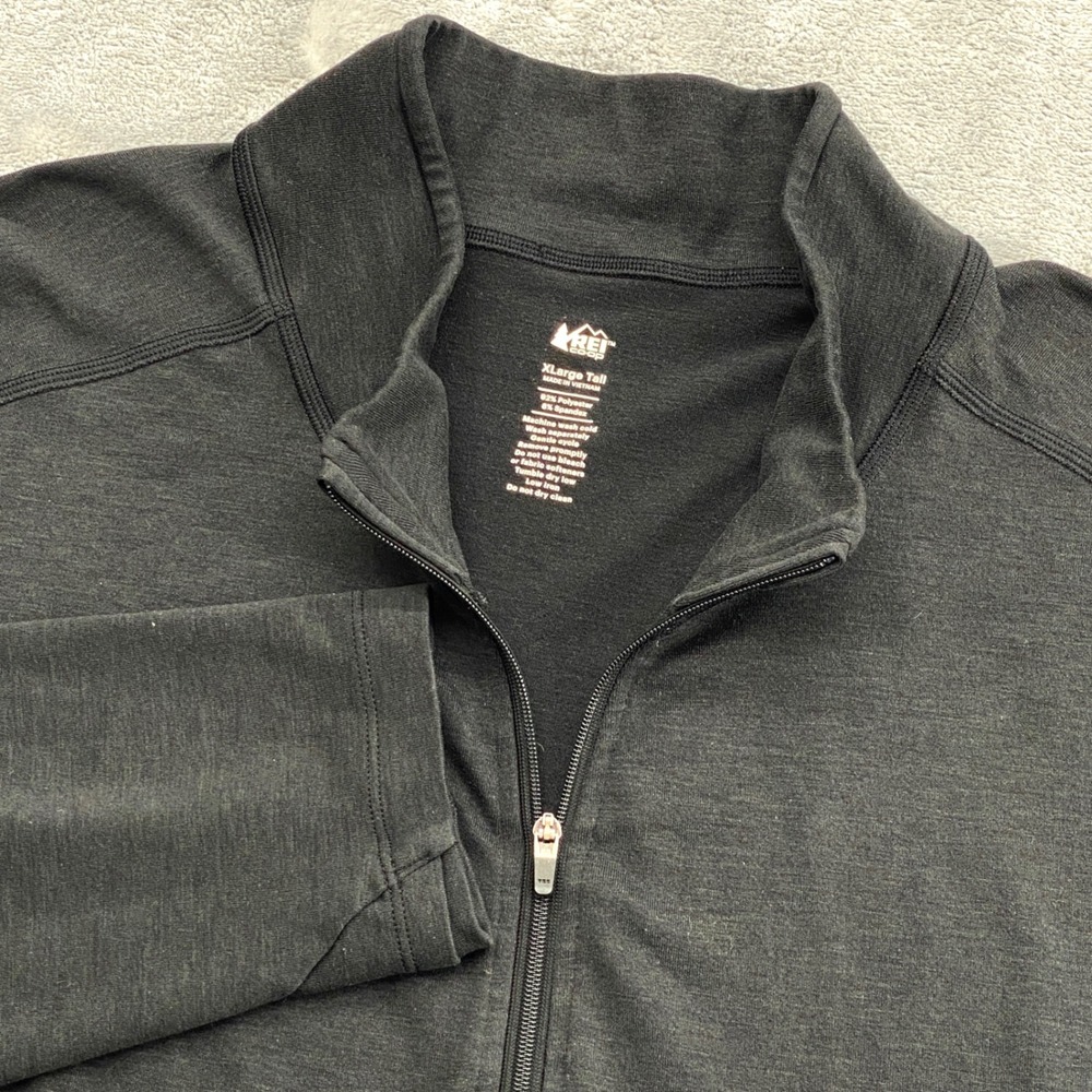REI Co-op Mens XL Tall Charcoal Heather Quarter Zip Pullover Hiking Outdoors